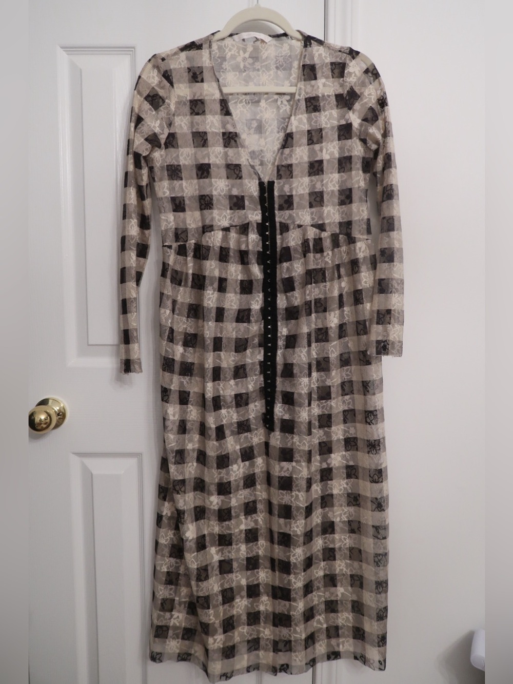 Zara Trafaluc semi-sheer checkered lace maxi dress